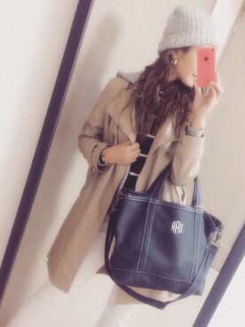 「AZUL ENCANTO（アズールエンカント）のアイテム（トレンチコート）」を使った、Anyaさん（レディース・163cm）の春コーディネート