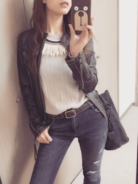 「STYLE DELI（スタイルデリ）のアイテム（バッグ）」を使った、Anyaさん（レディース・163cm）の秋コーディネート