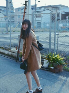 「撮影」｜「アイテム（チェスターコート）」を使った、メイ♥︎さん（レディース・168cm）の冬コーディネート