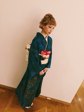 「アイテム（浴衣、グリーン系）」を使った、meiさん（レディース・167cm）の秋コーディネート