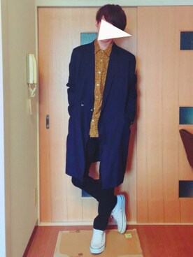「DHOLIC（ディーホリック）のアイテム（チェスターコート）」を使った、TAISEIさん（メンズ・175cm）の春コーディネート