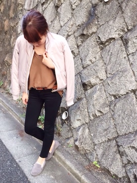 「UNRELISH」｜「アイテム（MA-1）」を使った、Ryoooさん（レディース・160cm）の秋コーディネート