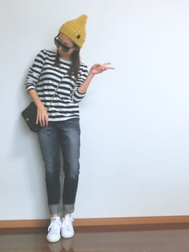 「chanel」｜「アイテム（ニットキャップ/ビーニー）」を使った、Leeさん（レディース・160cm）の秋コーディネート