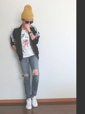 「ミッキーT」｜「アイテム（ジャージ）」を使った、Leeさん（レディース・160cm）の秋コーディネート