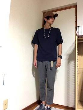 「UR SELECT（ユーアールセレクト）のアイテム（帽子）」を使った、きょろさん（メンズ・173cm）の夏コーディネート