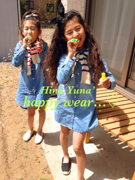 「アイテム（ワンピース）」を使った、ひなゆなこ♡さん（キッズ・130cm）の春コーディネート