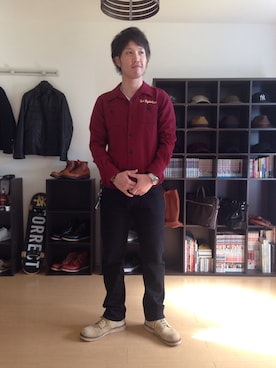 「ウールシャツ」｜「アイテム（アクセサリー）」を使った、kousuke さん（メンズ・176cm）の秋コーディネート