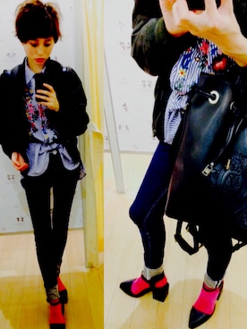 「BARCOS（バルコス）のアイテム」を使った、沖夕子さん（レディース・160cm）の冬コーディネート