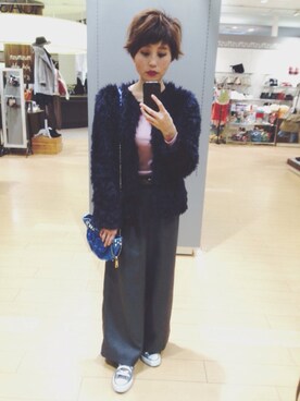 「BARCOS（バルコス）のアイテム」を使った、沖夕子さん（レディース・160cm）の冬コーディネート