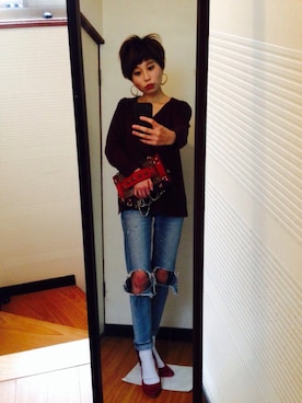 「BARCOS（バルコス）のアイテム」を使った、沖夕子さん（レディース・160cm）の冬コーディネート