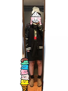 「TOMMY（トミー）のアイテム（スタジャン）」を使った、おりょうさん（レディース・165cm）の秋コーディネート