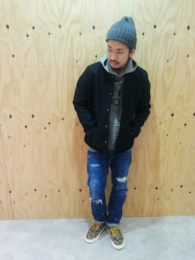 「pants」｜「アイテム（スタジャン）」を使った、SAITOさん（メンズ・166cm）の秋コーディネート