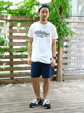 「C.E.L.STORE（セルストア）のアイテム（シューズ）」を使った、SAITOさん（メンズ・166cm）の夏コーディネート
