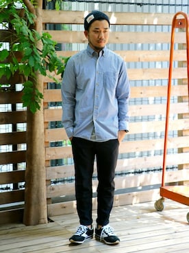 「C.E.L.STORE（セルストア）のアイテム（シューズ）」を使った、SAITOさん（メンズ・166cm）の夏コーディネート