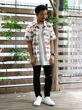 「ワッフル」｜「アイテム（スニーカー）」を使った、SAITOさん（メンズ・166cm）の夏コーディネート