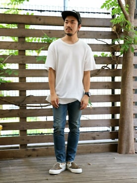 「ワッフル」｜「アイテム（スニーカー）」を使った、SAITOさん（メンズ・166cm）の夏コーディネート