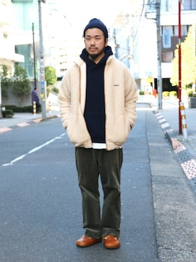 「ワッフル」｜「アイテム（ブルゾン）」を使った、SAITOさん（メンズ・166cm）の冬コーディネート