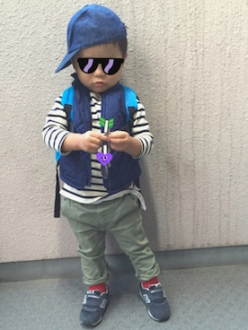 「Familiar （ファミリア）のアイテム（帽子）」を使った、morrisさん（キッズ・90cm）の秋コーディネート