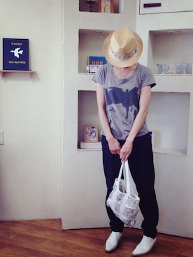 「tricot COMME des GARCONS（トリココムデギャルソン）のアイテム（その他シューズ）」を使った、つーさん（レディース・162cm）の夏コーディネート