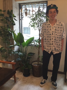 「BRIXTON（ブリクストン）のアイテム（キャップ）」を使った、kengoさん（メンズ・175cm）の夏コーディネート