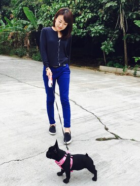 「LACOSTE（ラコステ）のアイテム（その他アウター）」を使った、Amber Linさん（レディース・162cm）の春コーディネート