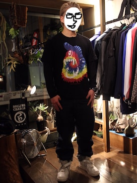 「ROLLING CRADLE（ローリングクレイドル）のアイテム（デニムパンツ）」を使った、とねびっくさん（メンズ・170cm）の冬コーディネート