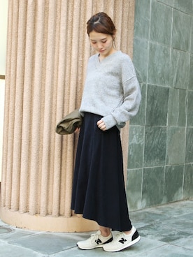 「サーキュラースカート」｜masu*さん（レディース・160cm）の秋コーディネート