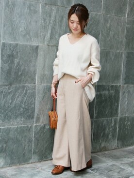 「トーンオントーン」｜masu*さん（レディース・160cm）の秋コーディネート