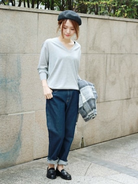 「JOURNAL STANDARD relume（ジャーナルスタンダード　レリューム）のアイテム（ハンチング/ベレー帽）」を使った、masu*さん（レディース・160cm）の秋コーディネート