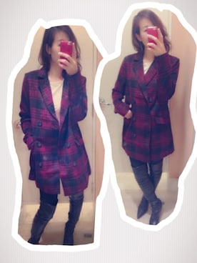 「red」｜「アイテム（チェスターコート）」を使った、HIROYOさん（レディース・167cm）の秋コーディネート