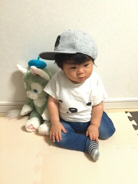 「アイテム（おもちゃ、ブラック系）」を使った、こーたさん（キッズ・80cm）の夏コーディネート