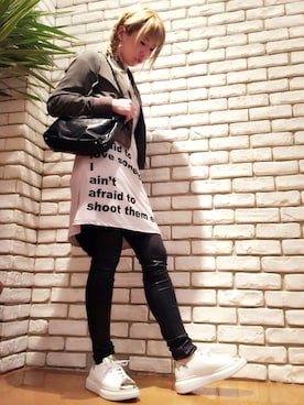 「ADDICT NOIR（アディクトノアー）のアイテム（ジャケット/アウター）」を使った、なべさん（レディース・161cm）の春コーディネート