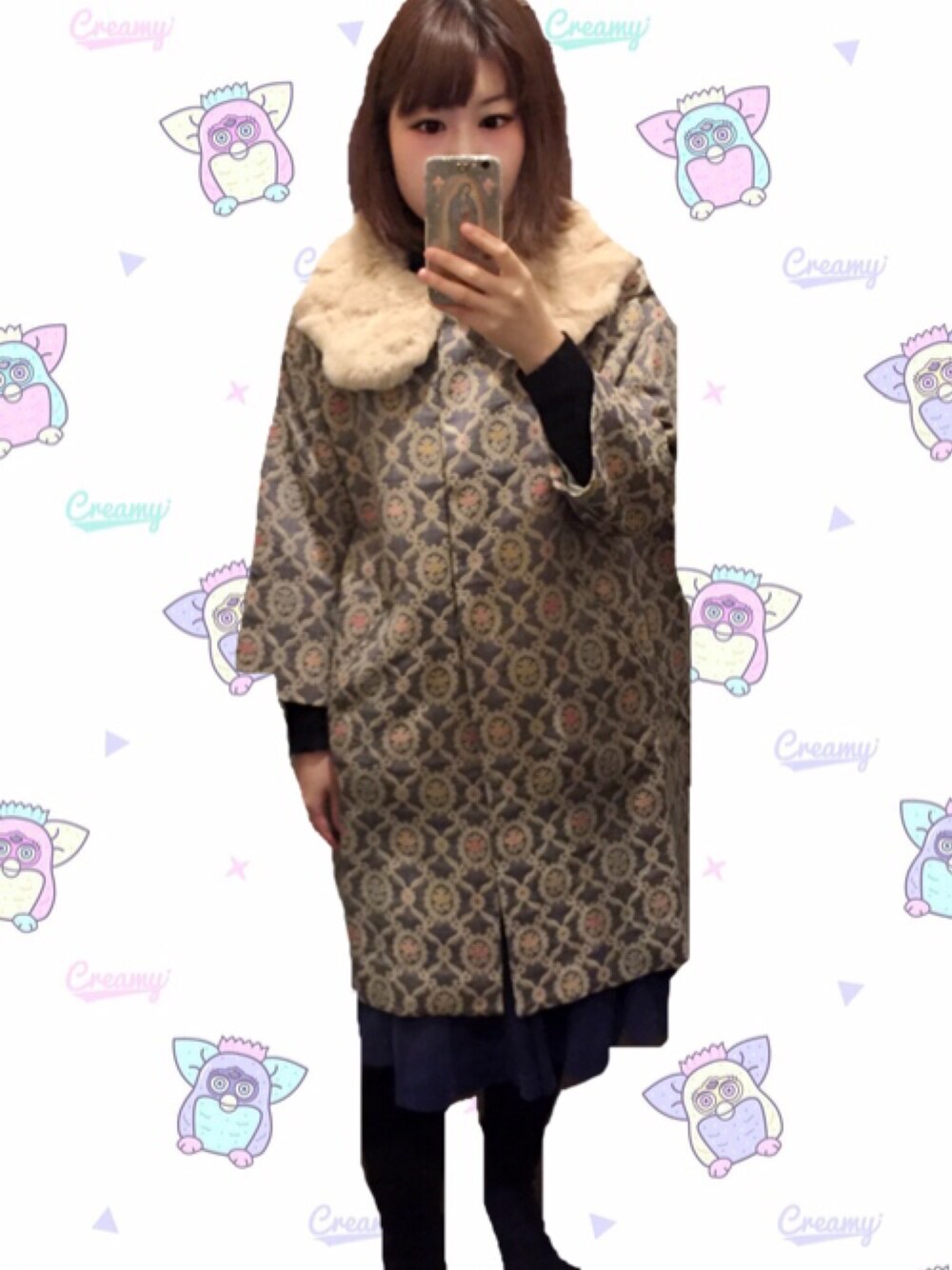 「ネセセア、ｎｅｓｅｓｓａｉｒｅ」｜「nesessaireの◇Liliane花柄ジャガードコート（その他アウター、ブルー系）」を使った、クリィミーららさん（レディース・157cm）の秋コーディネートの1枚目の写真