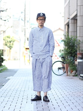 「BLACK&BLUE（ブラックアンドブルー）のアイテム（トップス）」を使った、ShinjiNakanoさん（メンズ・177cm）の春コーディネート
