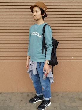 「BEN DAVIS（ベンデイビス）のアイテム（トートバッグ）」を使った、しょうたろうさん（メンズ・164cm）の秋コーディネート