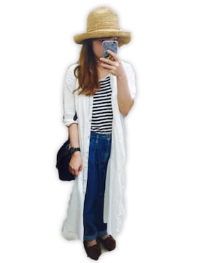「Minnetonka（ミネトンカ）の【Ri】Minnetonka(ミネトンカ)　キルティモック　スエード (589)（モカシン/デッキシューズ）」を使った、せんはるさん（レディース・156cm）の夏コーディネート