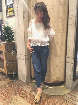 「カットオフ」｜Kana Yoshidaさん（レディース・158cm）の春コーディネート