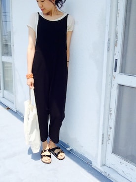 「ご近所コーデ」｜「アイテム（オールインワン・サロペット）」を使った、renaさん（レディース・168cm）の夏コーディネート