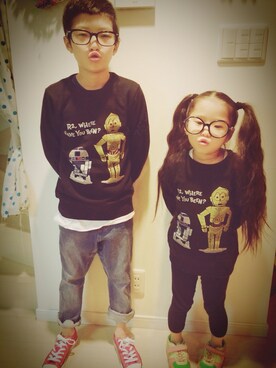 「abcd（ナシ）のアイテム（スウェット）」を使った、tsun*さん（キッズ・100cm）の秋コーディネート