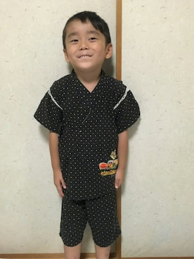 「アイテム（水着/着物・浴衣、ブラック系）」を使った、じょうsanさん（キッズ・110cm）の夏コーディネート