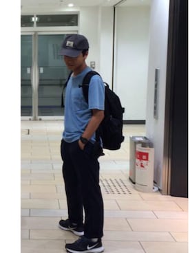 「UNIQLO Tシャツ」｜「アイテム（キャップ）」を使った、だわさん（メンズ・168cm）の夏コーディネート