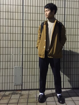 「アイテム（ステンカラーコート）」を使った、だわさん（メンズ・169cm・10代）の秋コーディネート