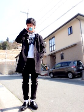 「バレンタインデートスタイル」｜「アイテム（チェスターコート）」を使った、こうすけさん（メンズ・168cm）の冬コーディネート