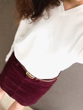 「UNIQLO mensのアイテム（トップス、ホワイト系）」を使った、Harukaさん（レディース・158cm）の秋コーディネート