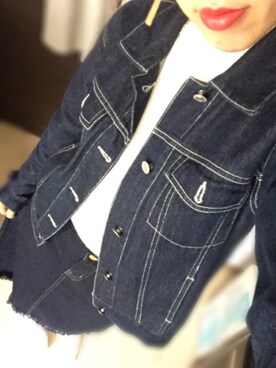 「古着のアイテム（ジャケット/アウター、ブルー系）」を使った、Harukaさん（レディース・158cm）の秋コーディネート