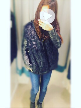 「ZARA（ザラ）のアイテム（デニムパンツ、ブルー系）」を使った、Harukaさん（レディース・158cm）の秋コーディネート