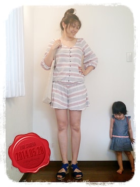 「B'2nd（ビーセカンド）のアイテム」を使った、SaSaさん（キッズ・70cm）の春コーディネート