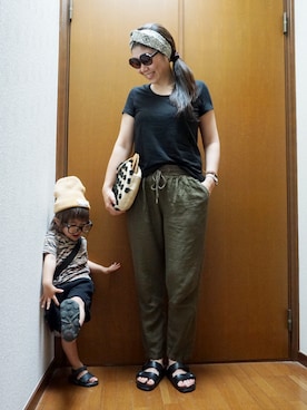 「Larone（ラロネ）のアイテム」を使った、SaSaさん（キッズ・80cm）の夏コーディネート