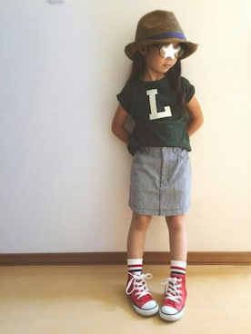 「ナンバーTシャツ」｜「アイテム（その他）」を使った、きのこ。さん（キッズ・100cm）の夏コーディネート