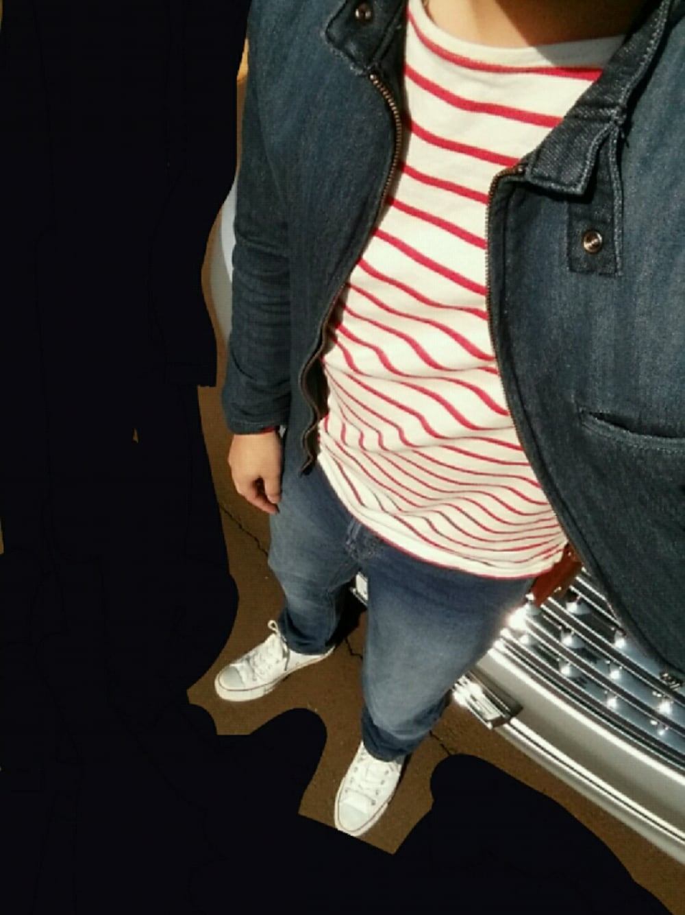 「GUのアイテム（トップス、レッド系）」を使った、tomoさん（メンズ・172cm）の春コーディネートの1枚目の写真